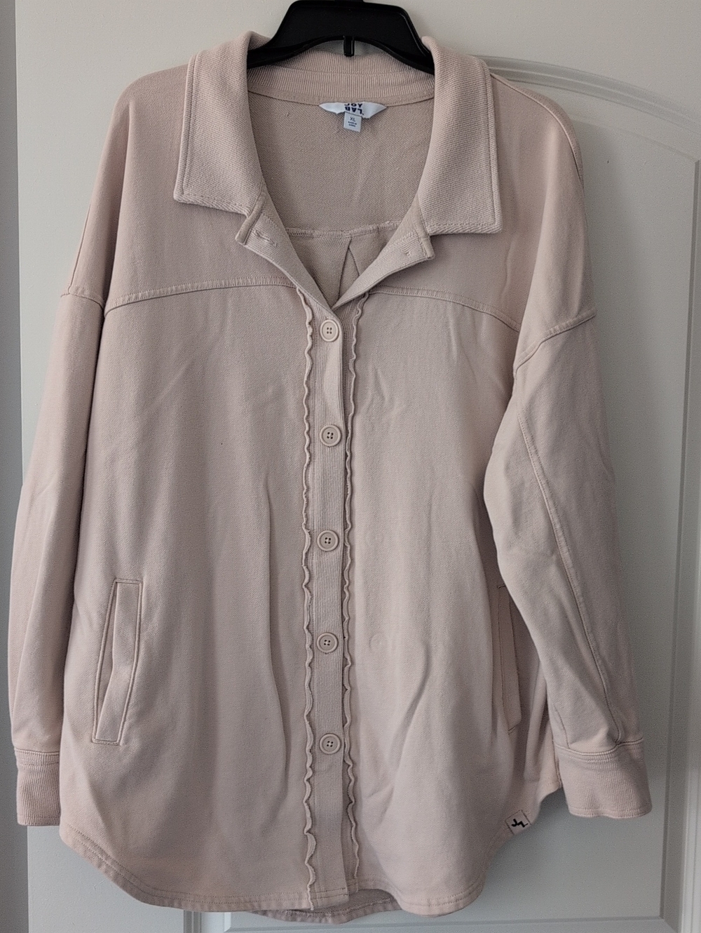 JoyLab Pale Blush Button-Front Scalloped Shacket
